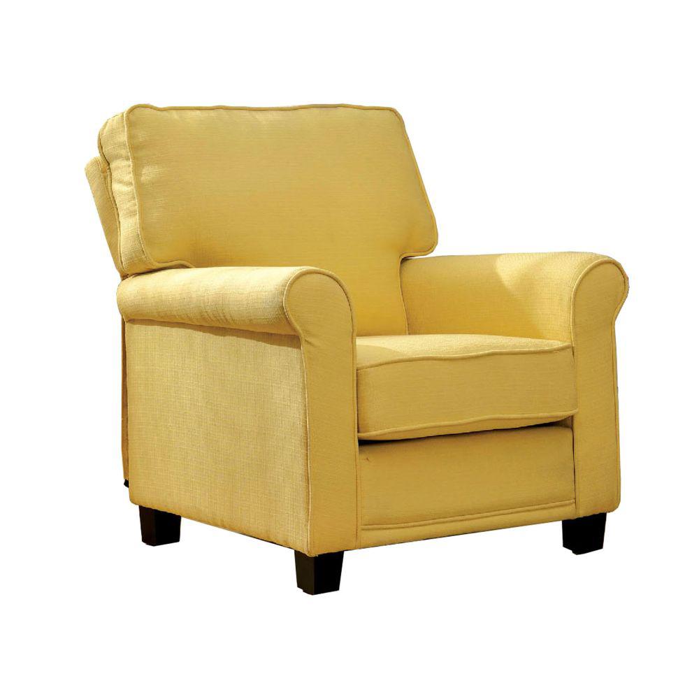 benjara transitional yellow single chair with flax fabricbm131849  the  home depot