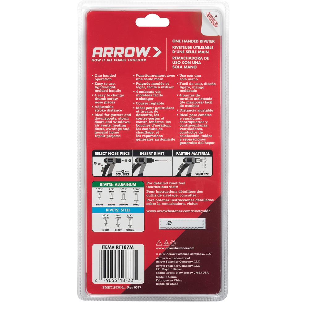 Arrow Fastener One Hand Pop Rivet Gun Tool Riveting Squeezer Compact 4 Nose Set eBay