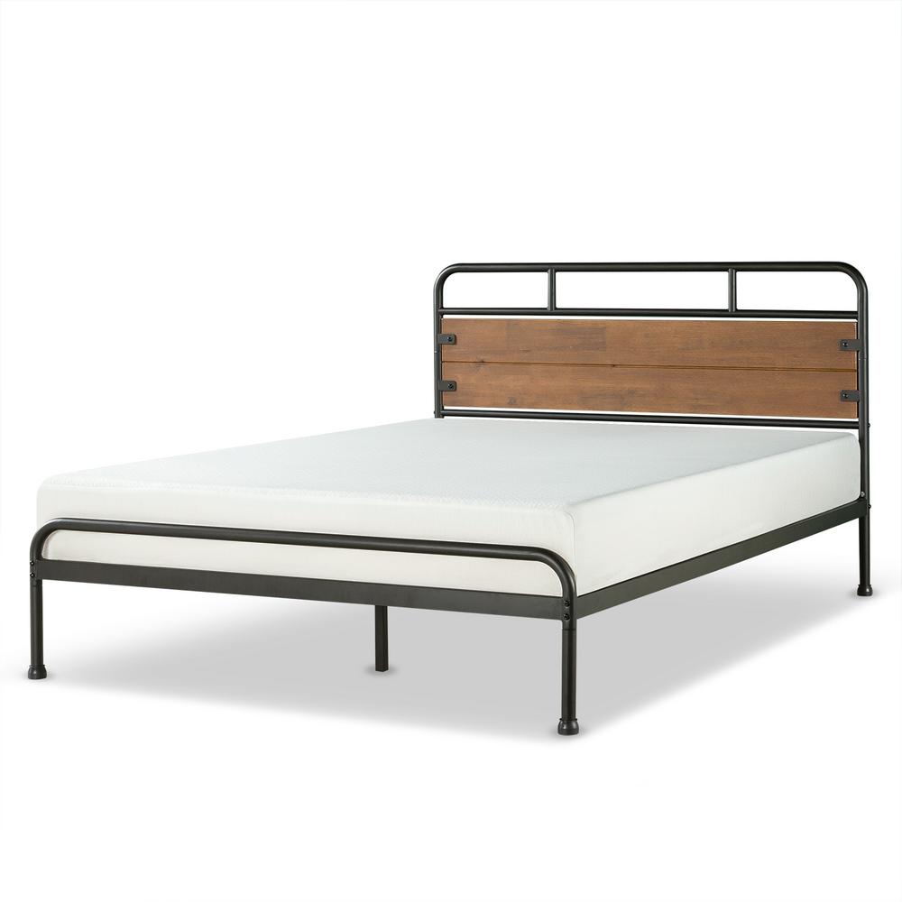 Zinus Eli Brown Metal And Wood Twin Platform Bed Hd Sfbf Br T Zinus Eli Brown Metal And Wood Twin