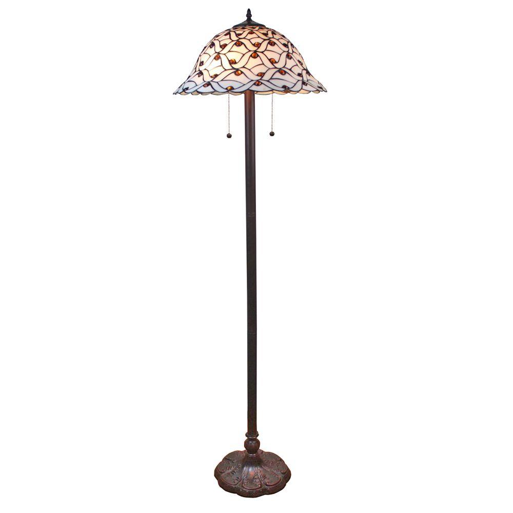 Amora Lighting 61 in. Tiffany Style Jeweled Design Glass Pearl Floor ...