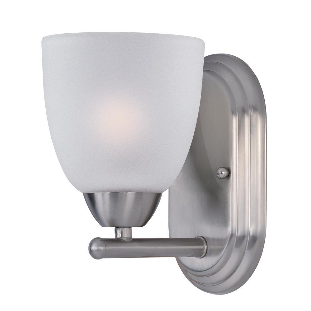 Hampton Bay Sadie 1-Light Satin Nickel Wall Sconce with Opal White ...