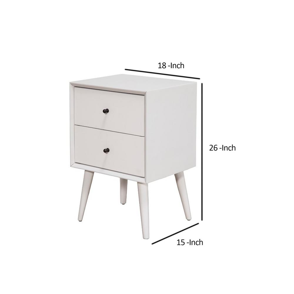 Benjara Mid Century White Mahogany Wood Nightstand 15 In L X 18 In W X 26 In H Bm172830 The Home Depot