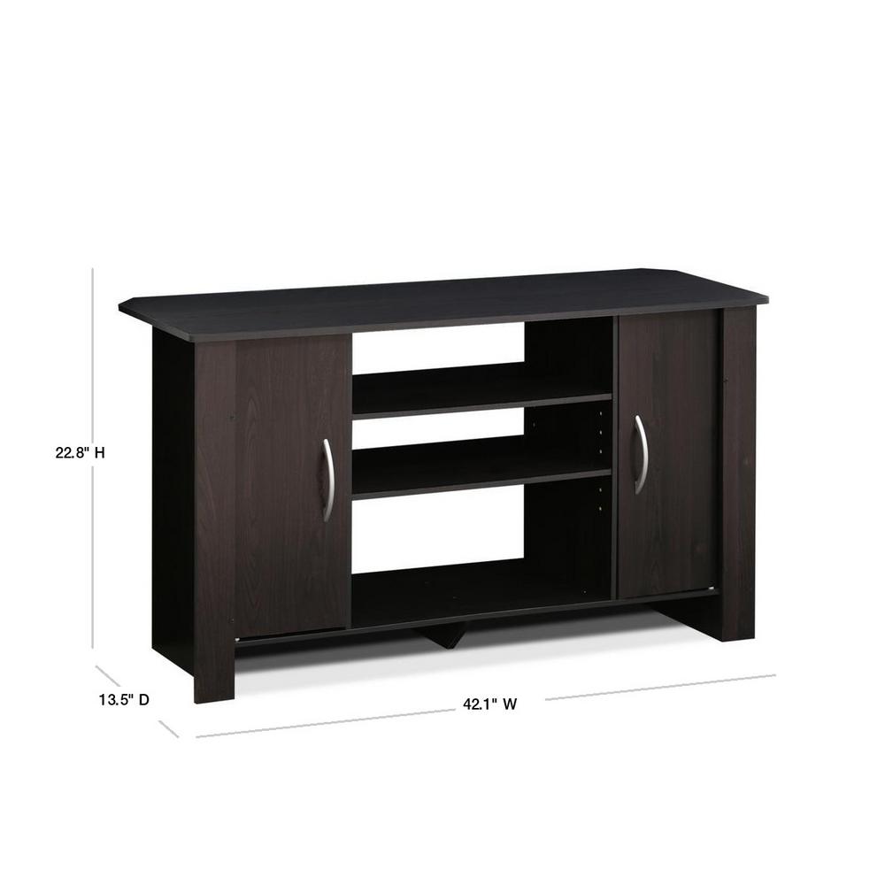 Furinno Econ 42 In Espresso Wood Tv Stand With 6 Drawer Fits Tvs Up To 50 In With Open Storage 14055ex The Home Depot