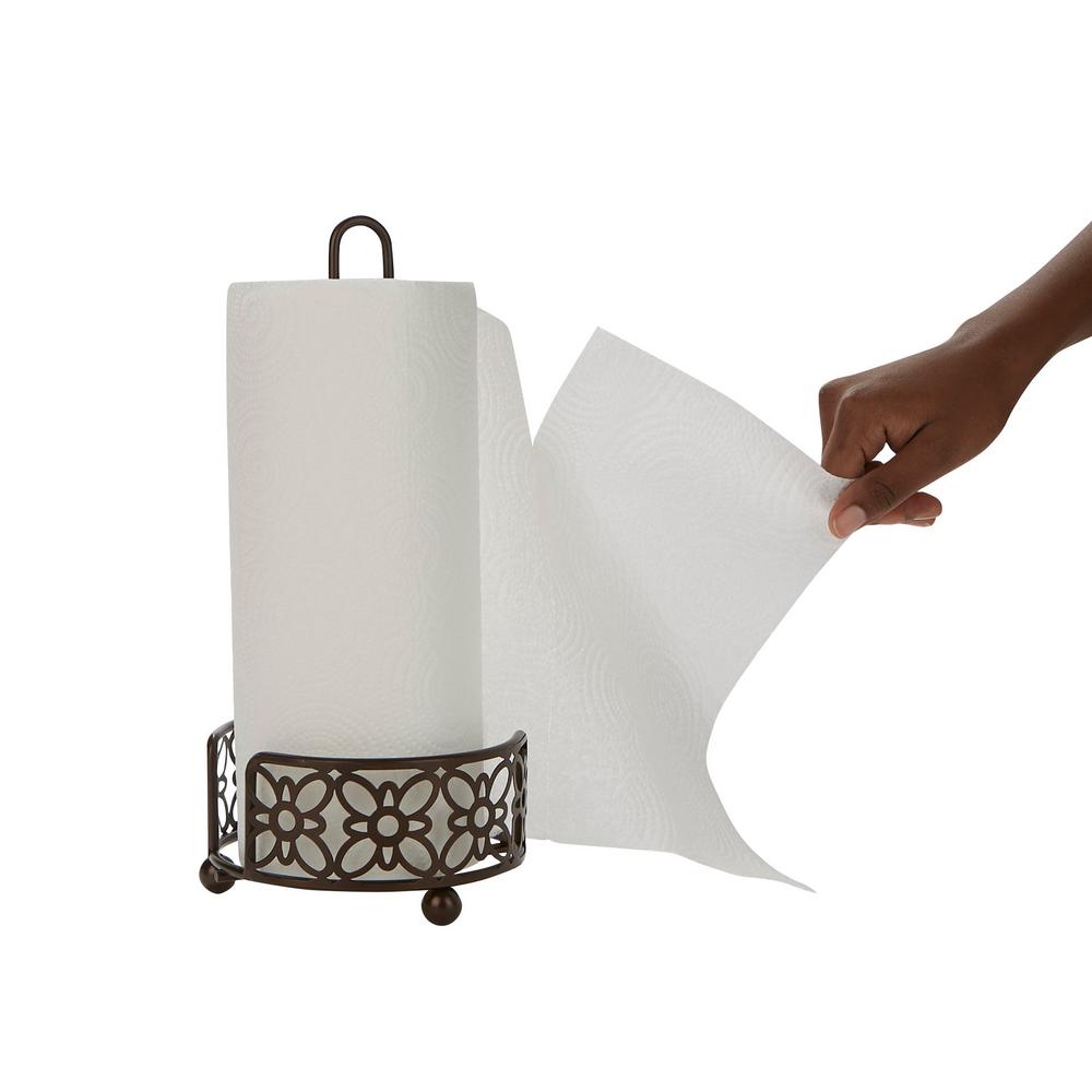 Mind Reader Brown Free Standing Metal Paper Towel Holder Counter