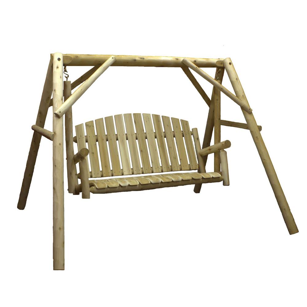 Lakeland Mills 54 In 3 Person Wood Outdoor Porch Swing And Stand Set