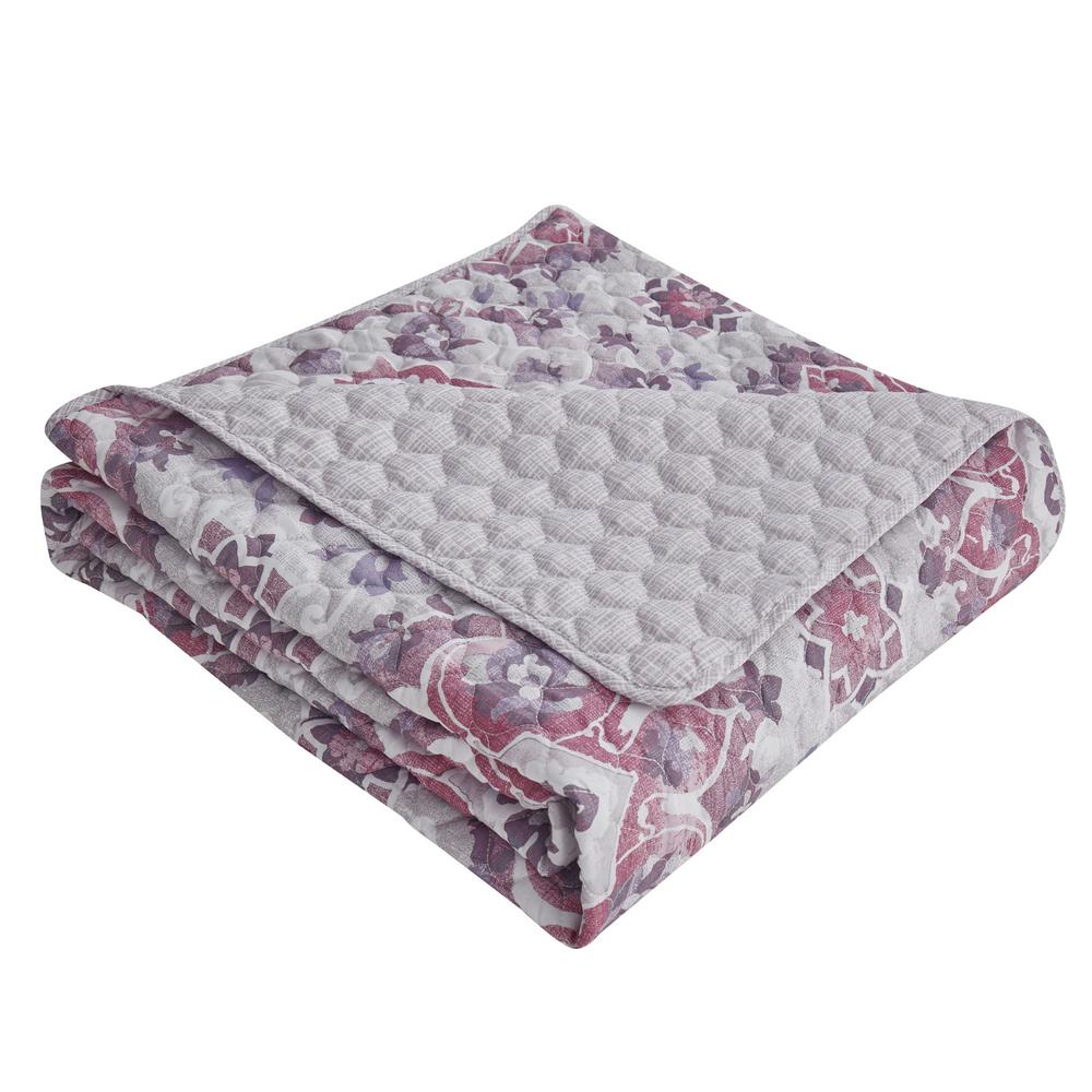 R2zen Santiago 5 Piece Berry Mauve Medallion Full Queen Quilt Set