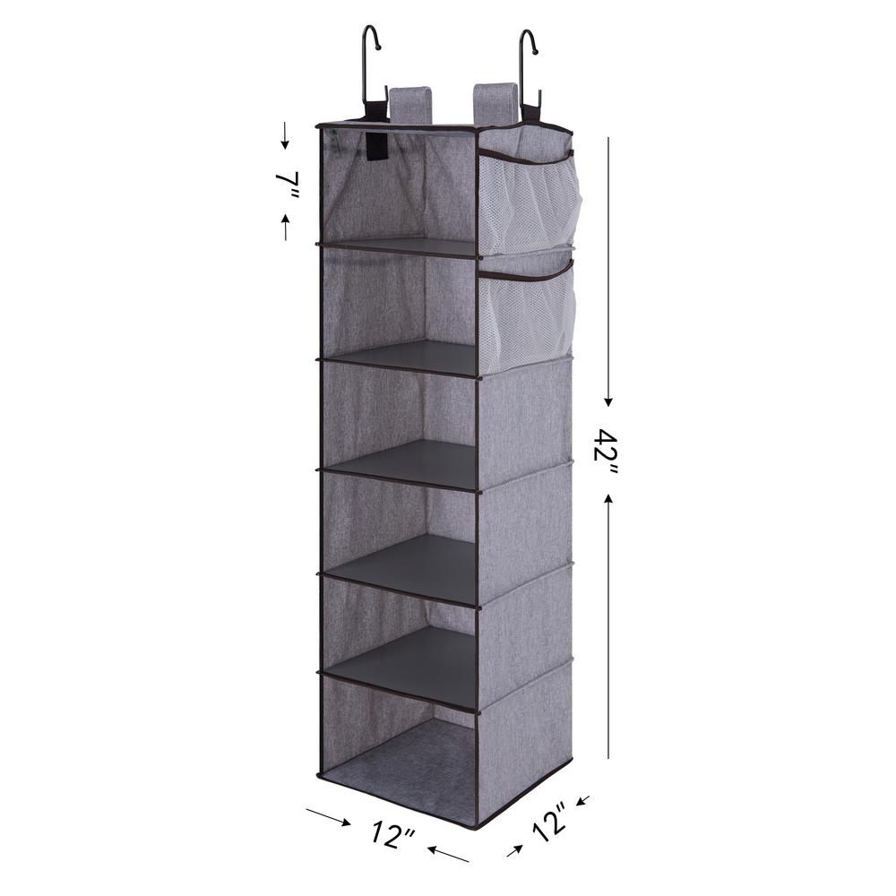 StorageWorks 6 Shelf Gray Polyester Hanging Closet Organizer with 