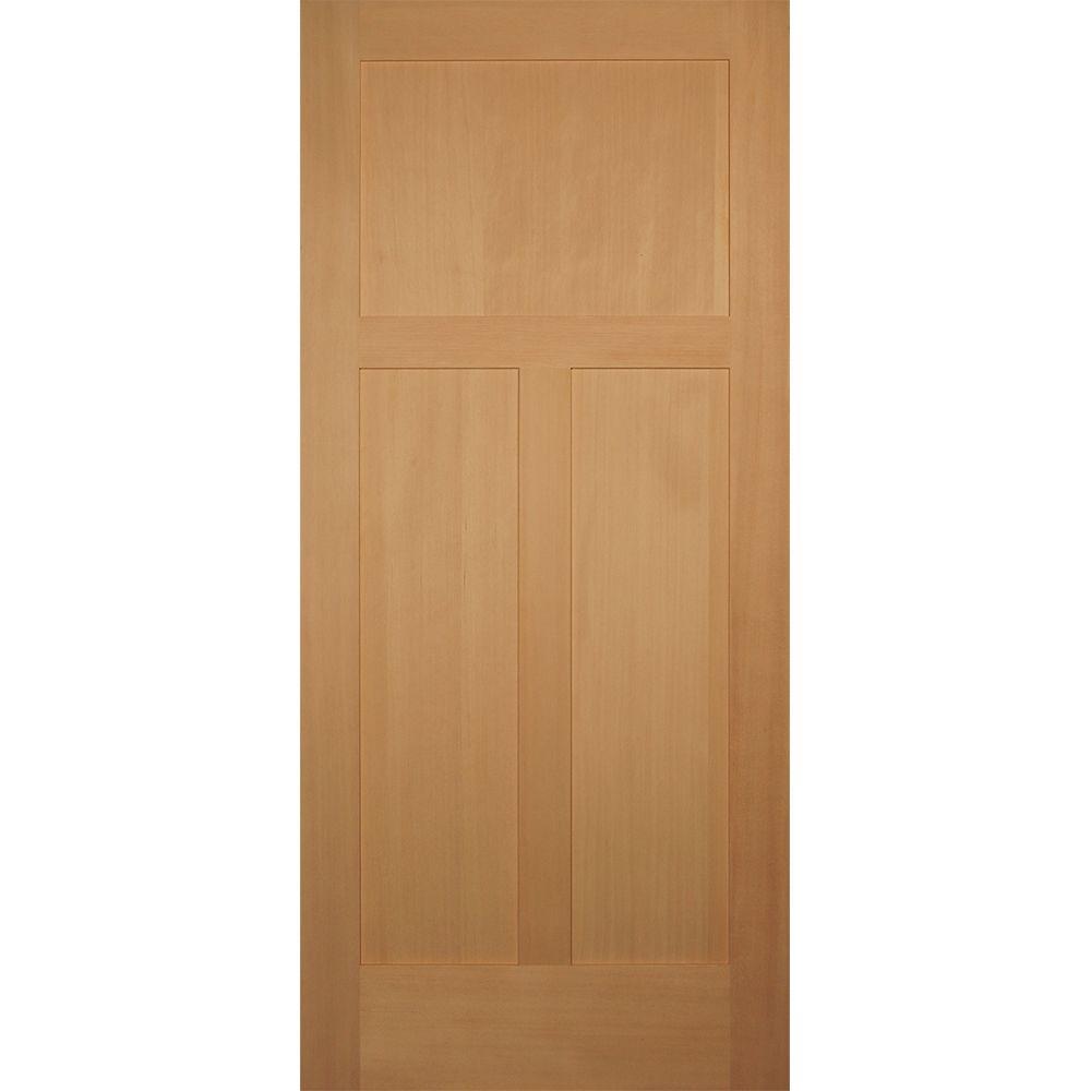 Builder's Choice 36 in. x 80 in. 3 Panel Craftsman Solid Core Hemlock