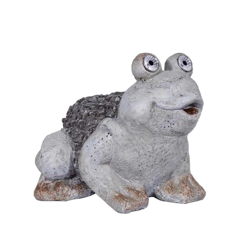 solar frog garden statue