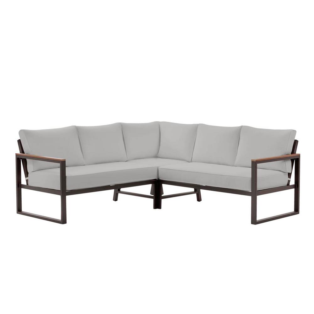 Hampton Bay West Park Aluminum Outdoor Patio Sectional Sofa