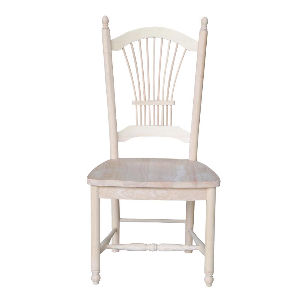International Concepts Unfinished Wood Sheaf Back Dining Chair (Set of