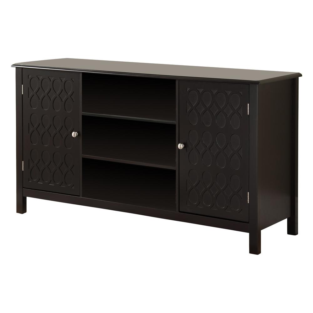 Kings Brand Furniture Black Tv Stand With 2 Cabinets And Shelves Kings Brand Furniture Black Tv Stand With 2 Cabinets And Shelves Entertainment Center