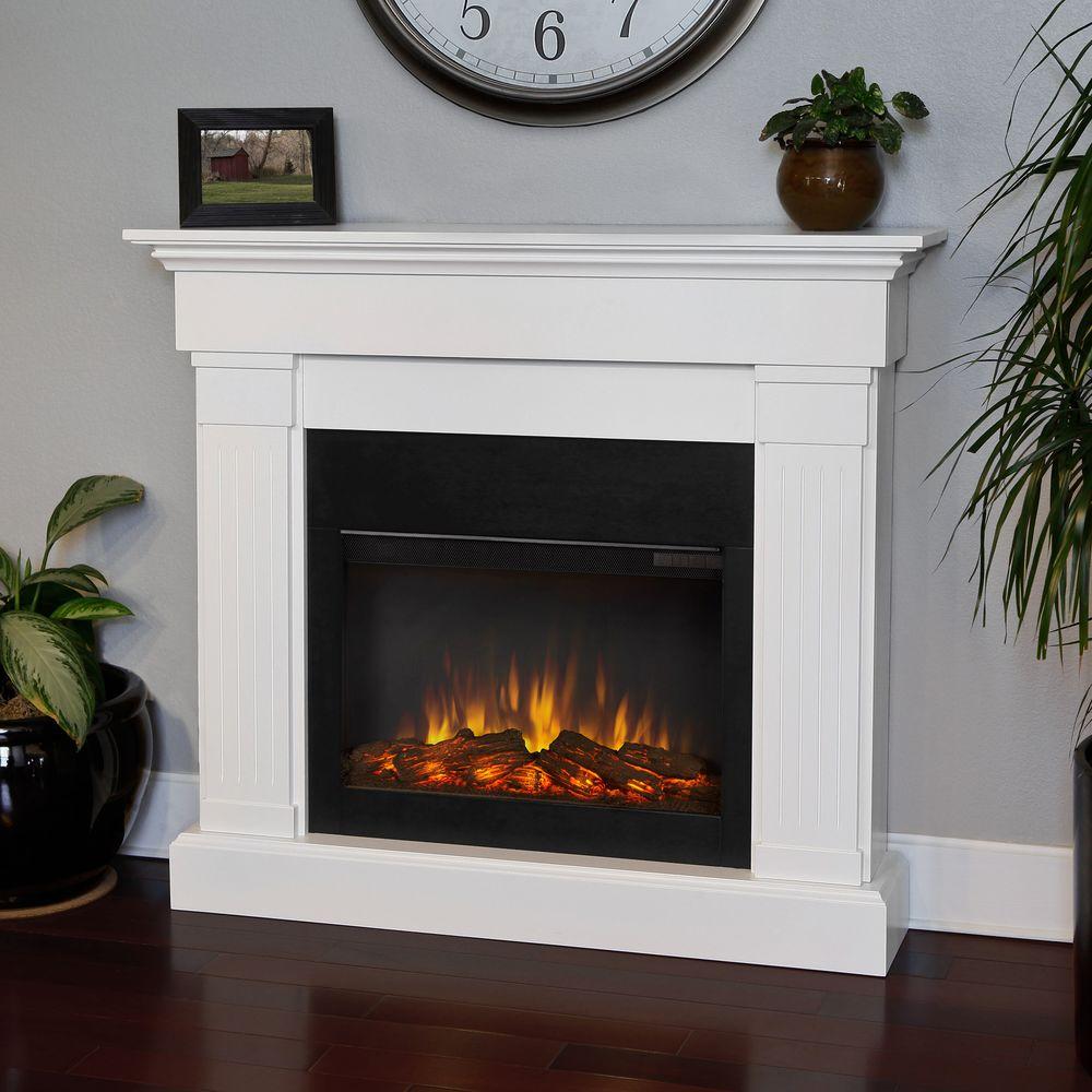 Real Flame Crawford 47 In Slim Line Electric Fireplace In White