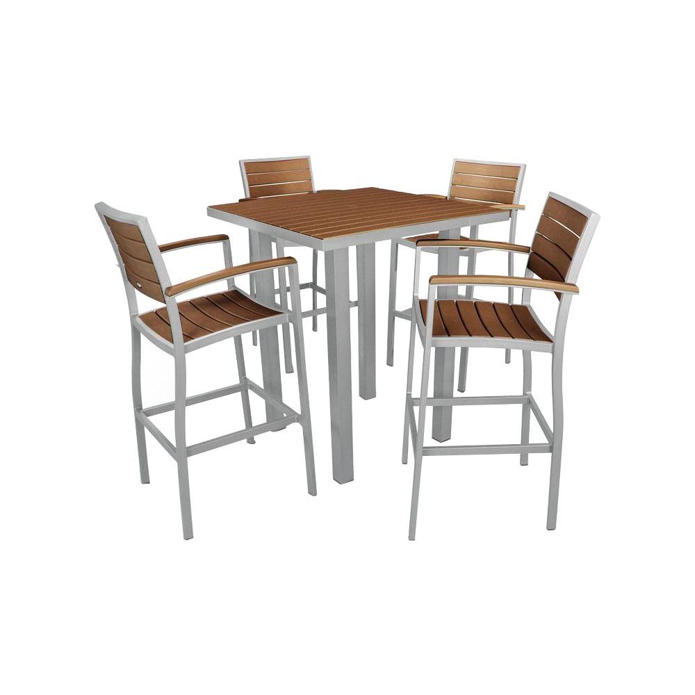 Textured Silver/Teak - Bar Table - Square - Bar Height Dining Sets ... Textured Silver/Teak - Bar Table - Square - Bar Height Dining Sets ...
