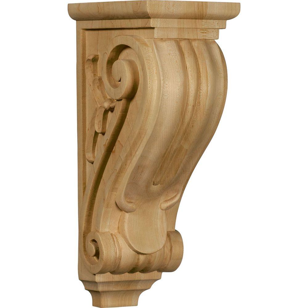 Ekena Millwork 7 in. x 5 in. x 14 in. Unfinished Wood Maple Large Classical Corbel Hard Maple For Sale