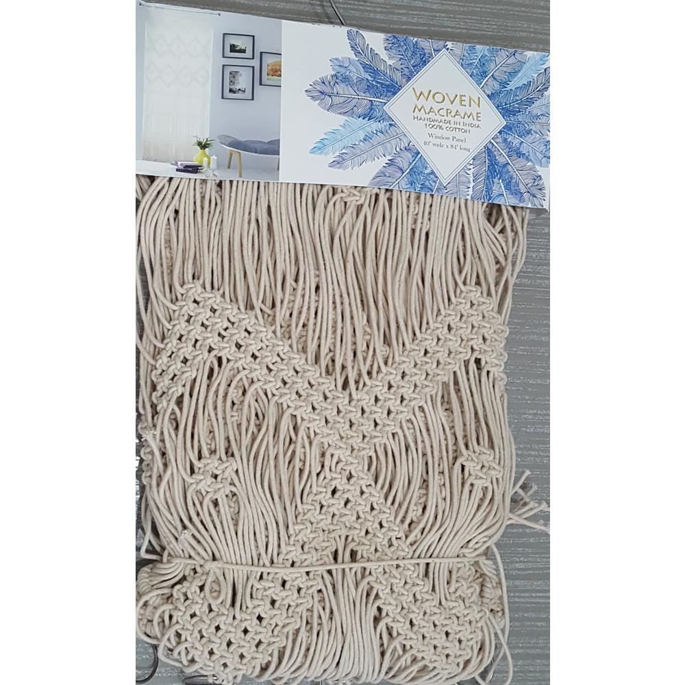 Woven Macrame 84 In Natural Cotton String Single Window Curtain