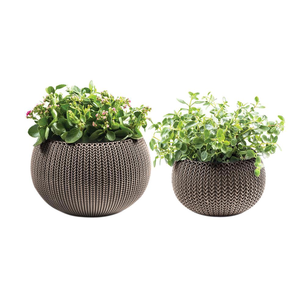 Knit Cozie 11 in. and 14.2 in. Dia Harvest Brown Small