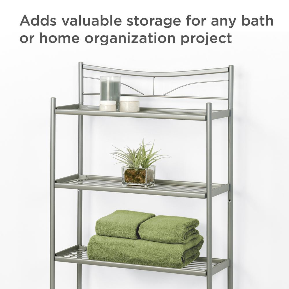 Sturdy 3 Tier Home Bath Storage Rack Steel Satin Nickel Standing Space Saver