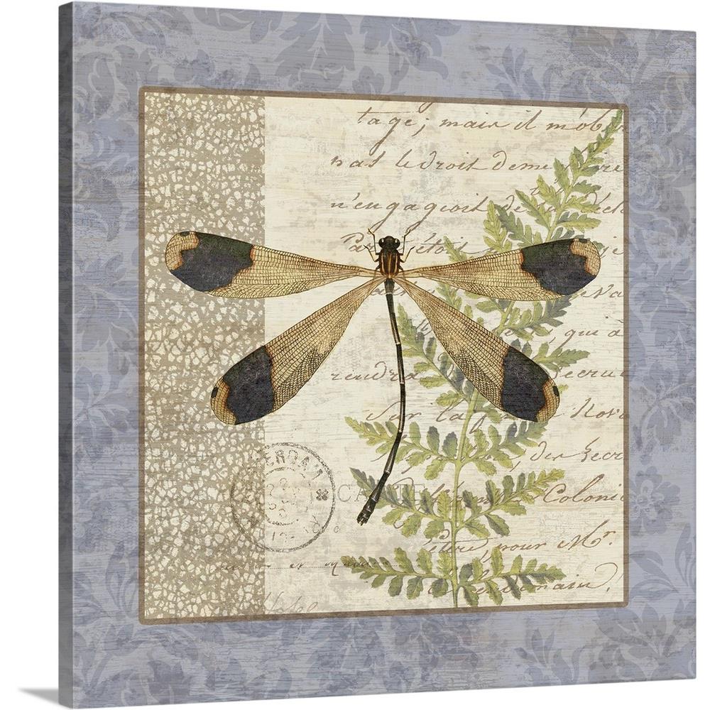 Vintage Hydrangea Dragonfly By Suzanne Nicoll Canvas Wall Art