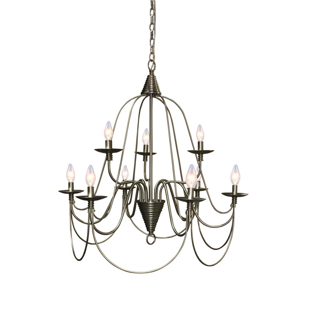 Classic Y Decor Chandeliers Lighting The Home Depot Blakely 9 Light Brushed Nickel Chandelier