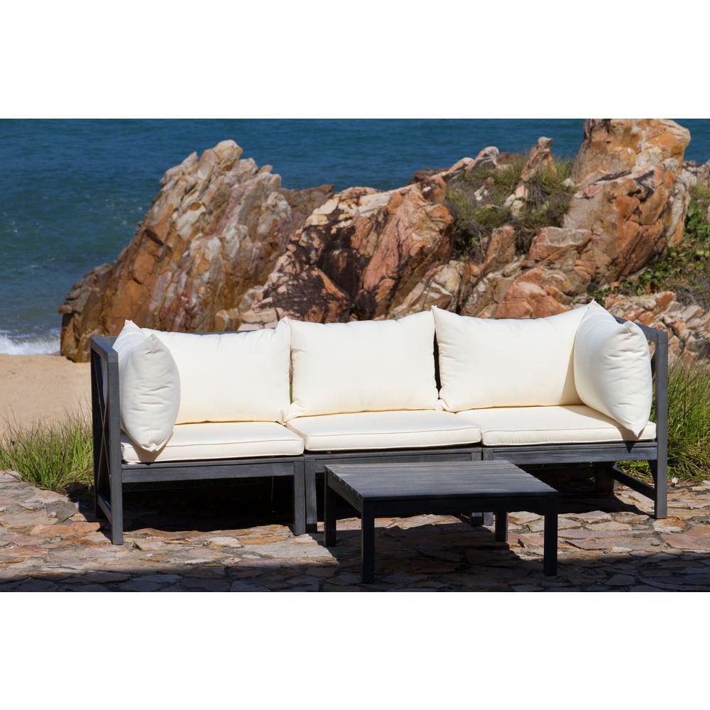 Safavieh Lynwood Modular Ash Grey Outdoor Patio Sectional Set with Beige CushionsPAT6713C The