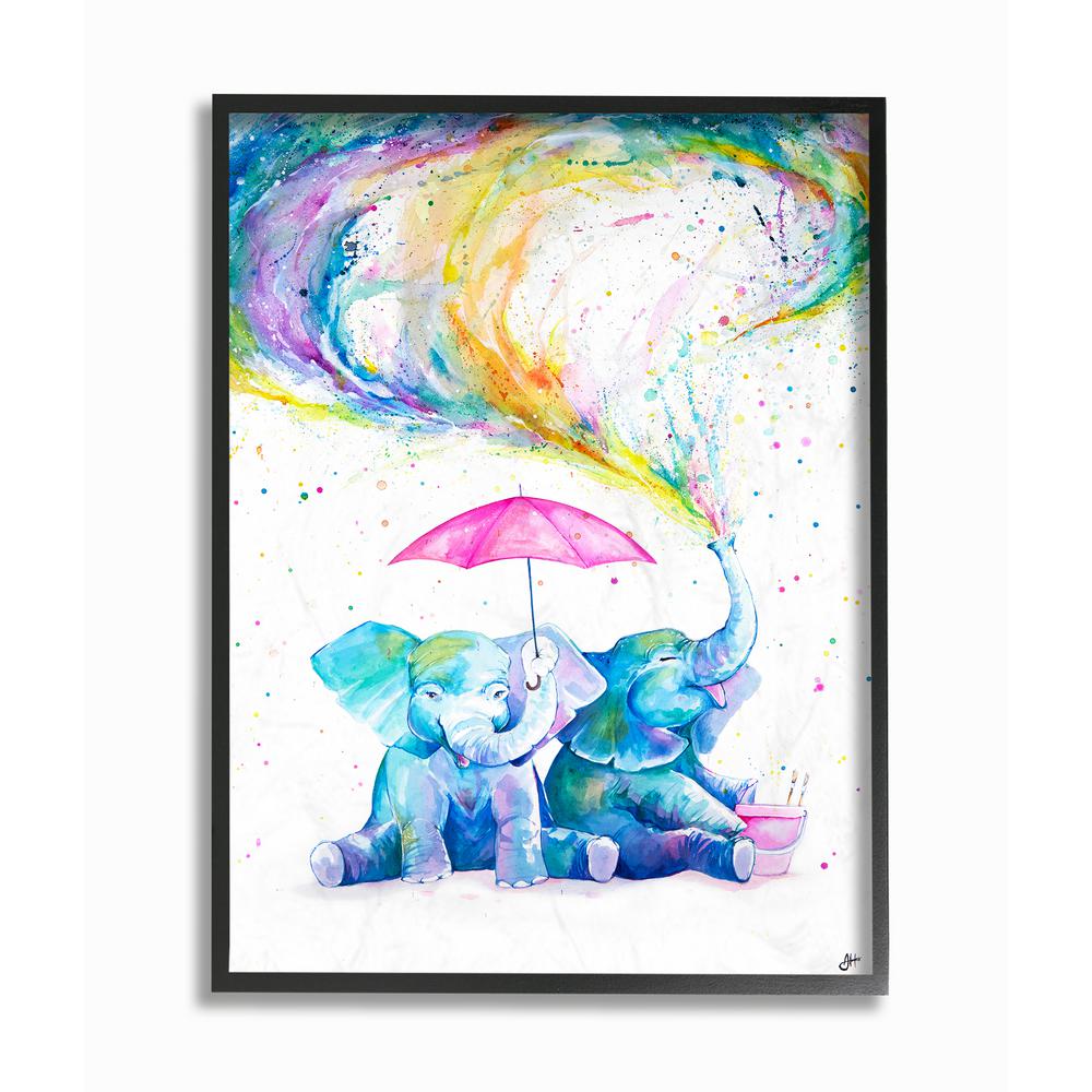 The Stupell Home Decor Collection 11 In X 14 In Melting Colors Rainbow Rain Drops Umbrella Dancing Silhouette By Marc Allante Framed Wall Art Ccp 298 Fr 11x14 The Home Depot