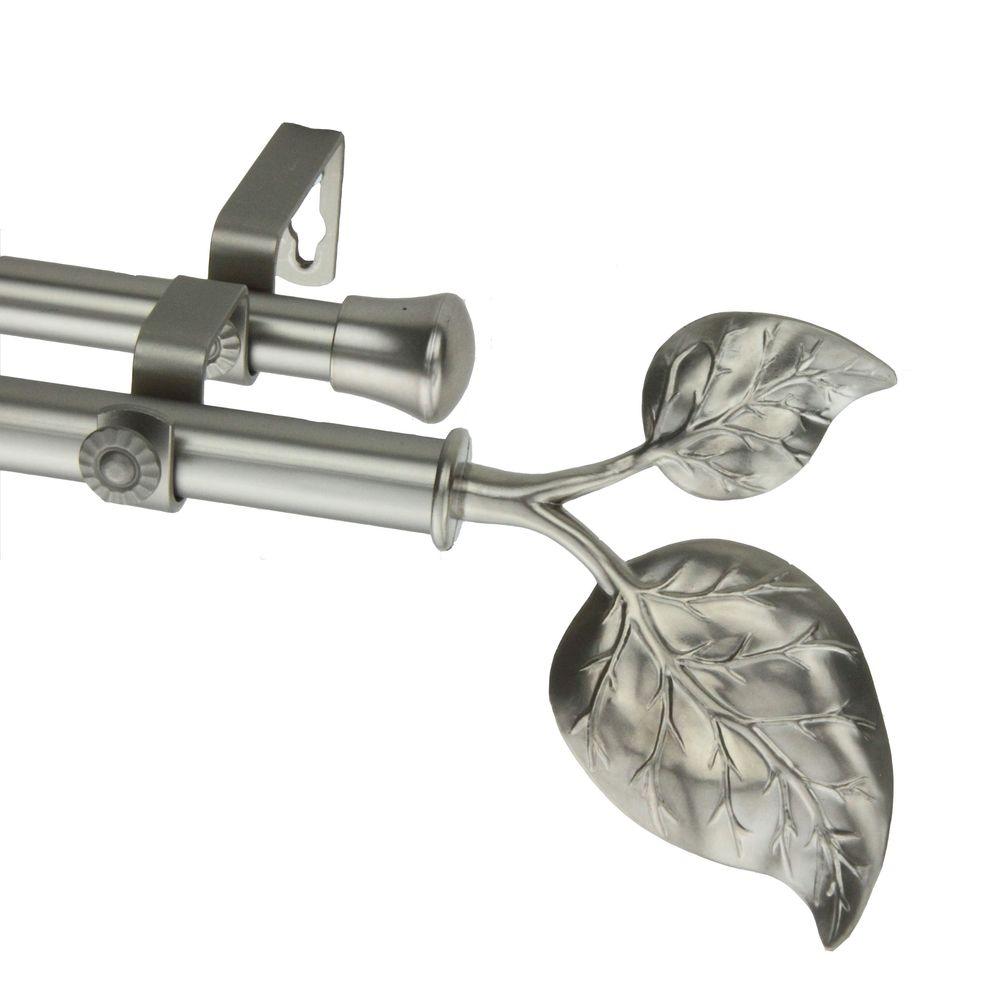 Rod Desyne 66 In 120 Double Telescoping Curtain Satin Double Telescoping Curtain Rod In Satin Nickel With Ivy Finial