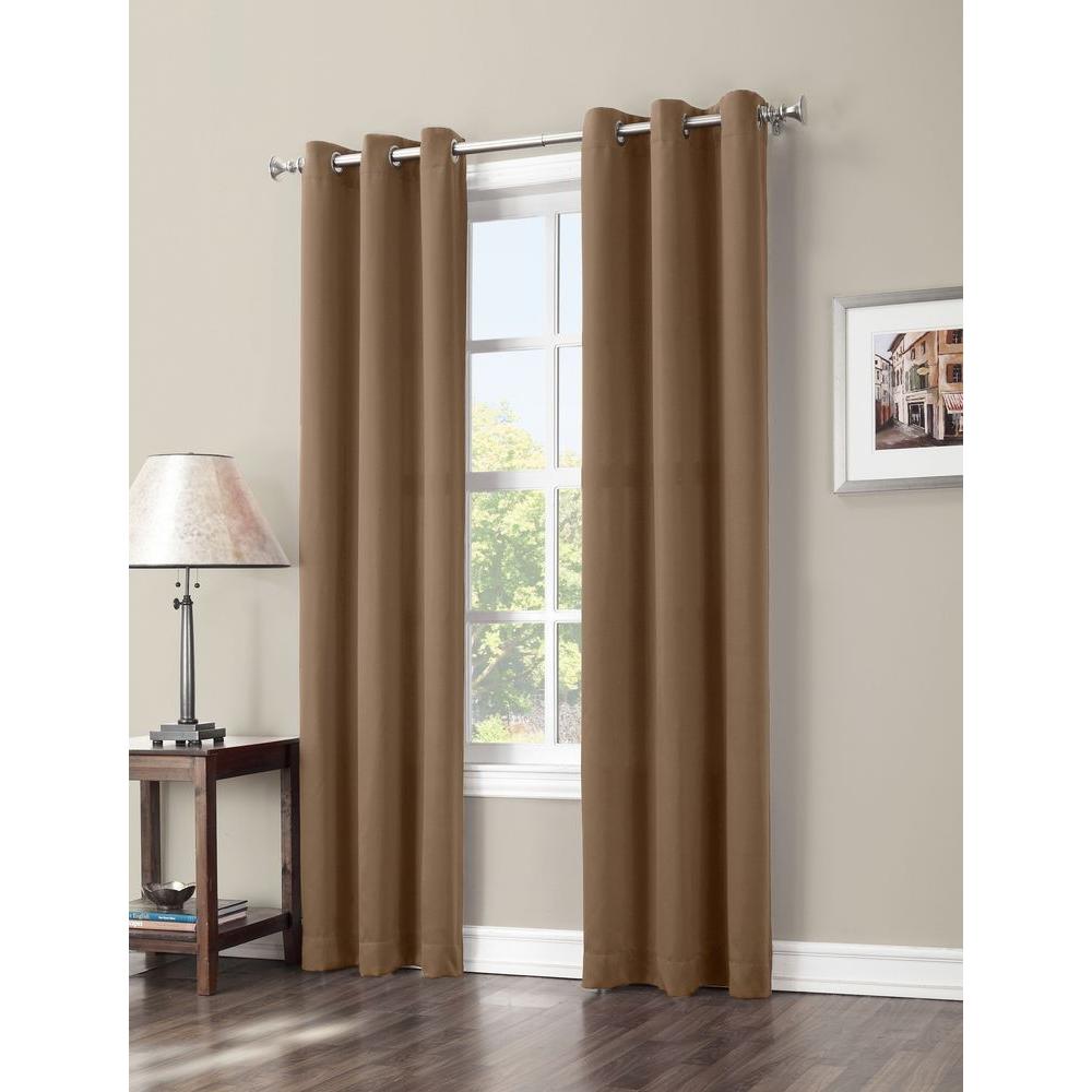 Sun Zero Blackout Gavin 63 in. L Blackout Curtain Panel in Taupe-47374