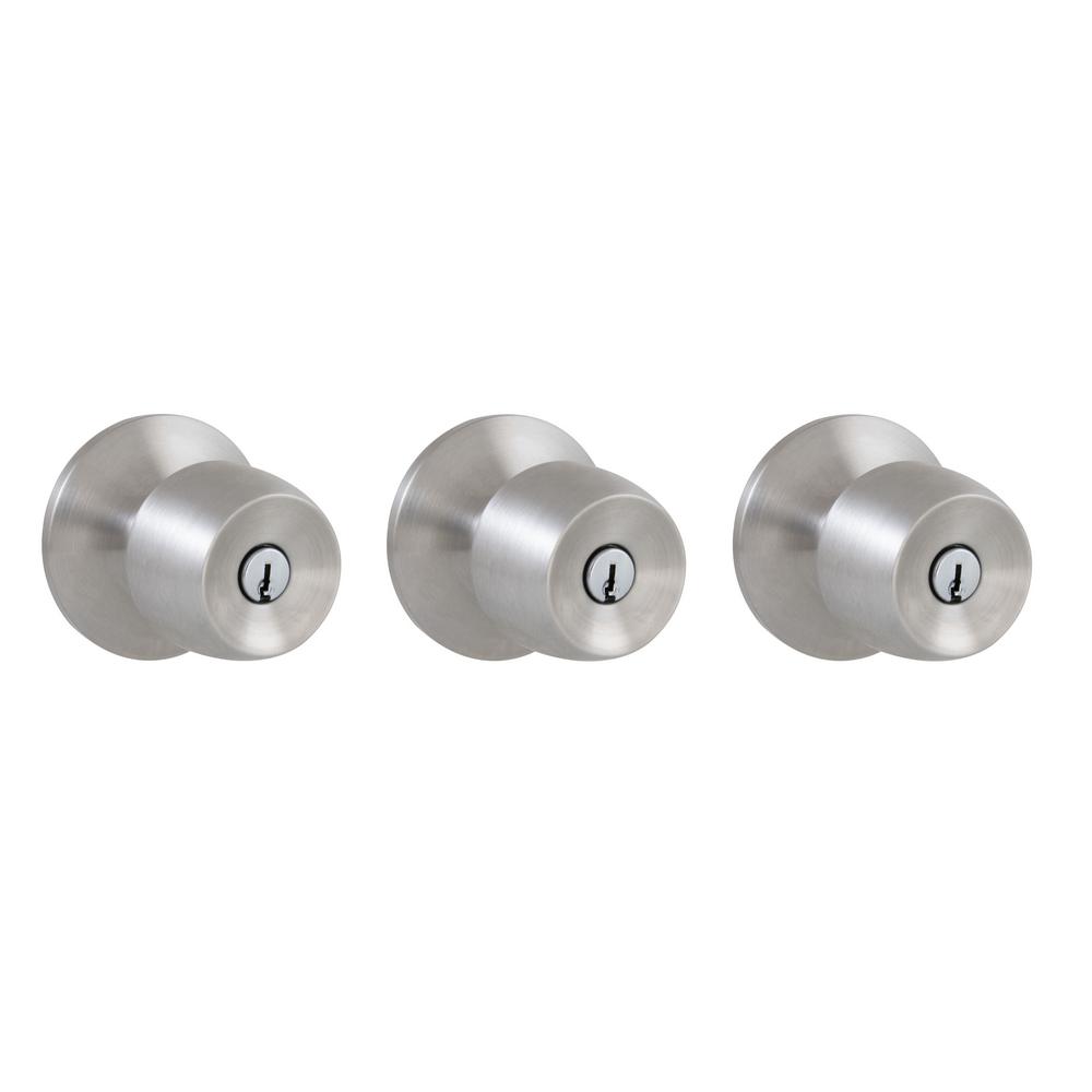 Defiant Brandywine Stainless Steel Keyed Entry Door Knob 3 Pack