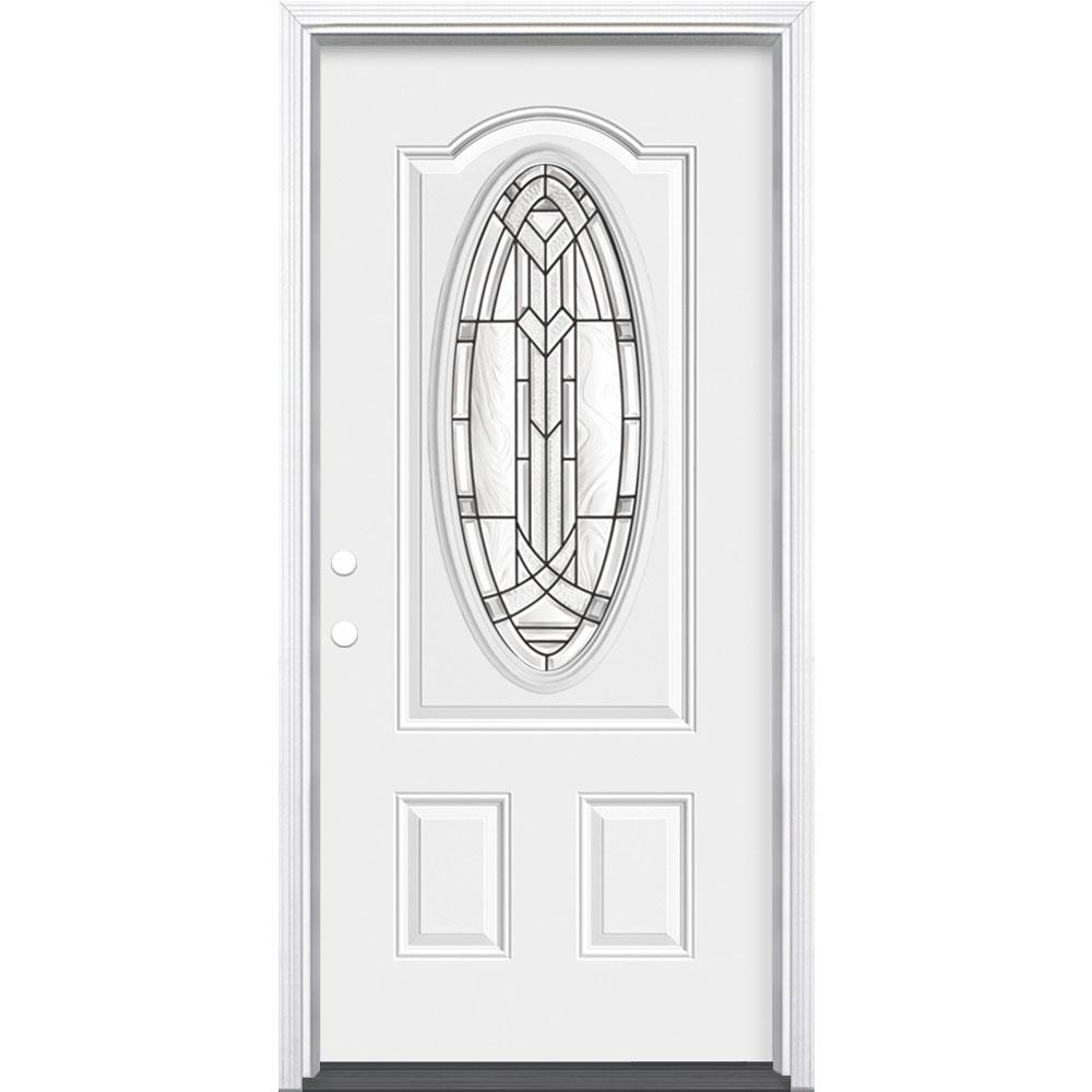 Masonite 36 In X 80 Fleur De Lis 3 4 Oval Lite Right Hand Masonite 36 In X 80 Fleur De Lis 3