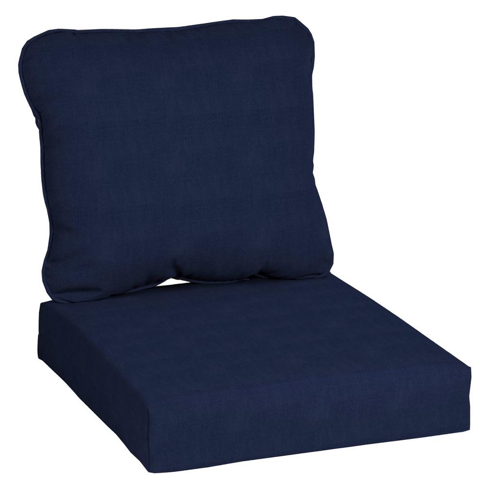Hampton Bay Outdoor Cushions Patio Furniture The Home Depot Cushionguard Midnight Deep Seating Outdoor Lounge Chair Cushion