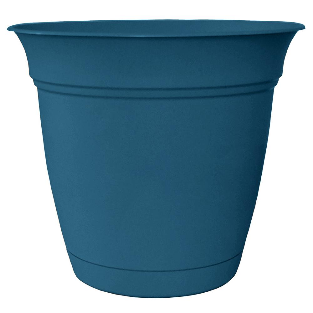 Belle 20 In Dia Pea Blue Plastic Planter With Attached