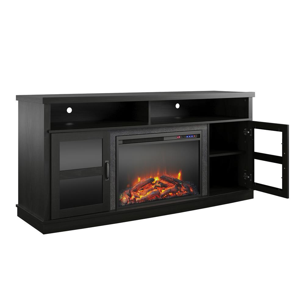 Ameriwood Home Gardenia 63 In Freestanding Electric Fireplace Tv Stand In Black Oak Hd39763 The Home Depot