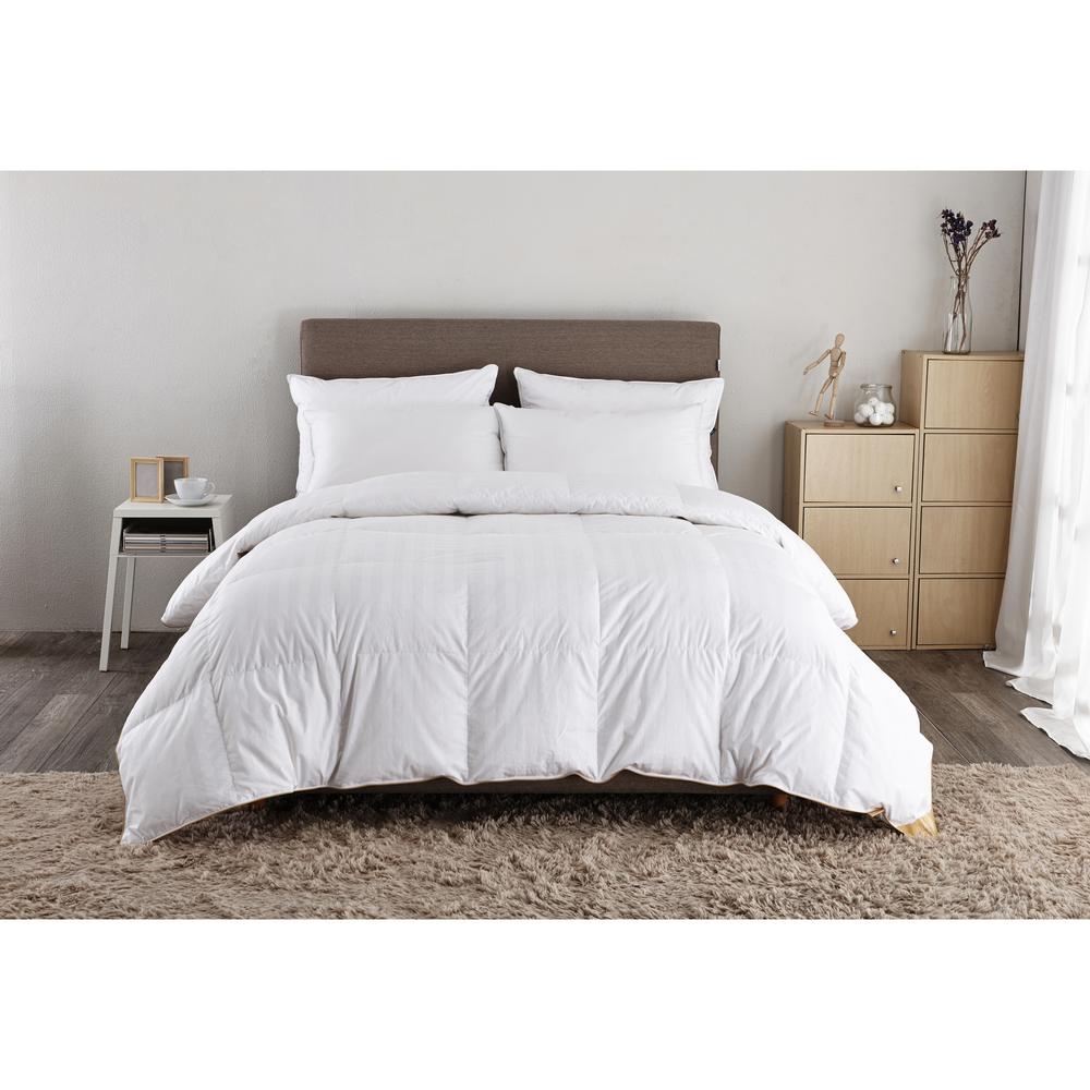 Puredown Premium All Seasons Goose Down Comforter   600 Fill Power  Cotton Cover  500 TC  Baffled Box  White