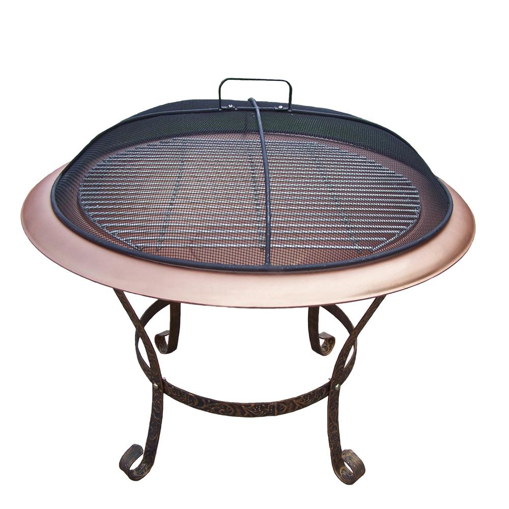 30 In Round Fire Pit With Grill And Spark Guard Screen Lid Hd8034 Internet 206805766 30 In Round Fire Pit With Grill And Spark Guard