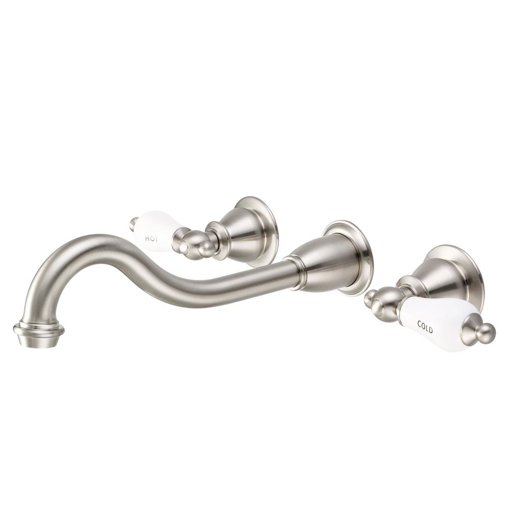 Water Creation Wall Mount 2-Handle Elegant Spout Bathroom ...