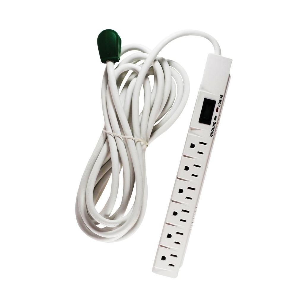 Power By Go Green 6 Outlet Surge Protector w/ 15 ft. Heavy Duty CordGG