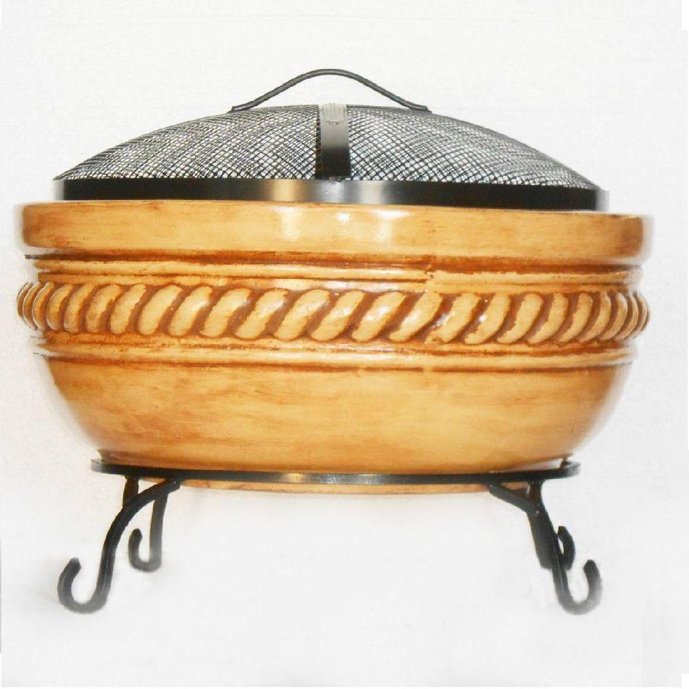 20 in. Clay Fire Pit with Iron Stand-FP - ROPE - The Home ...