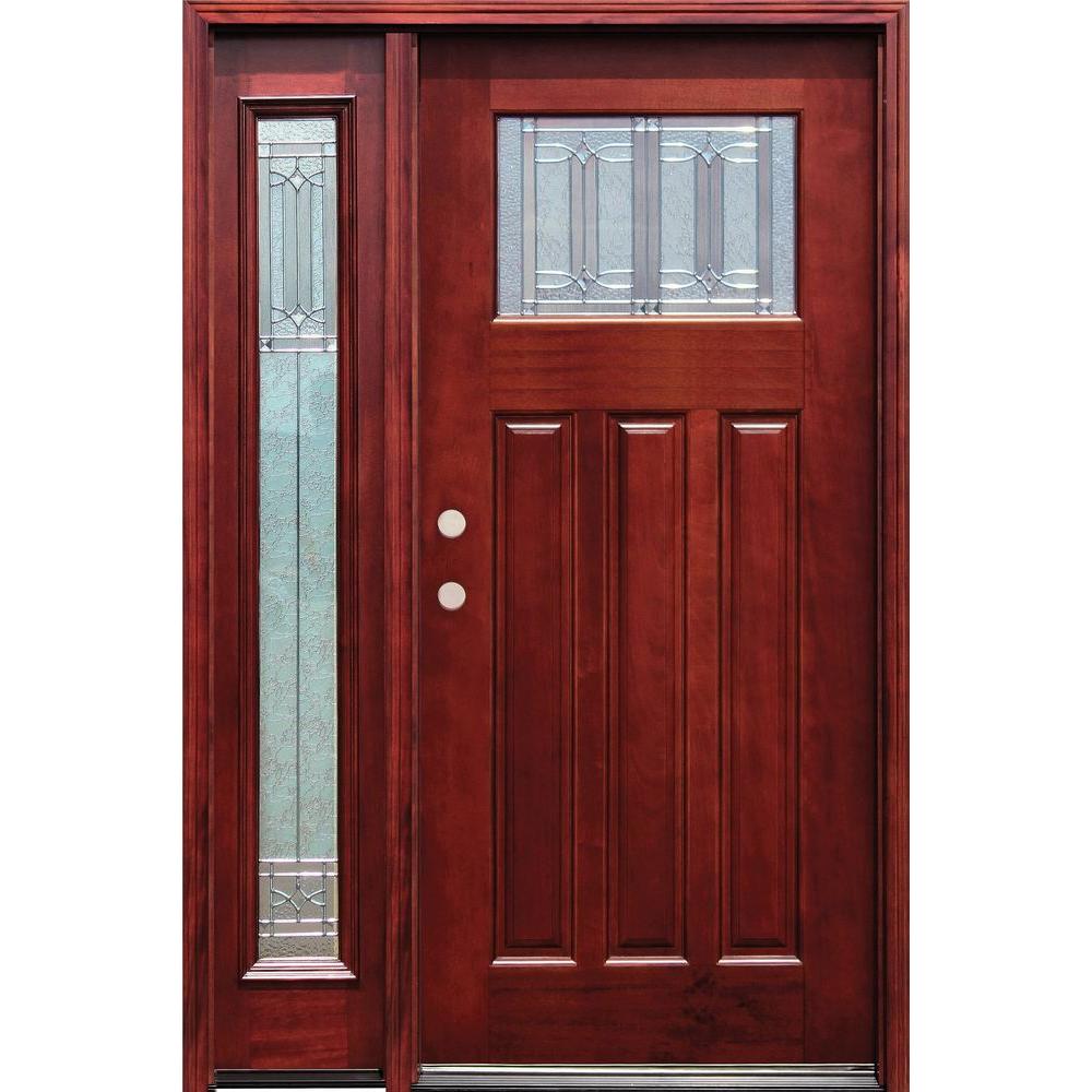 Pacific Entries 54 In X 80 Diablo Craftsman 1 Lite Stained Diablo Craftsman 1 Lite Stained Gany Wood Prehung Front Door With One 14 In Sidelite