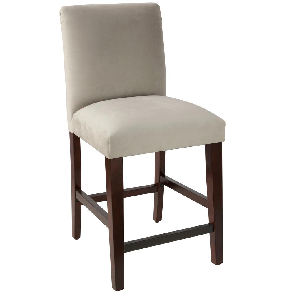 Velvet Light Grey Counter Stool With Diamond Tufted Back 82 Undefined Velvet Light Grey Counter Stool With Diamond Tufted Back