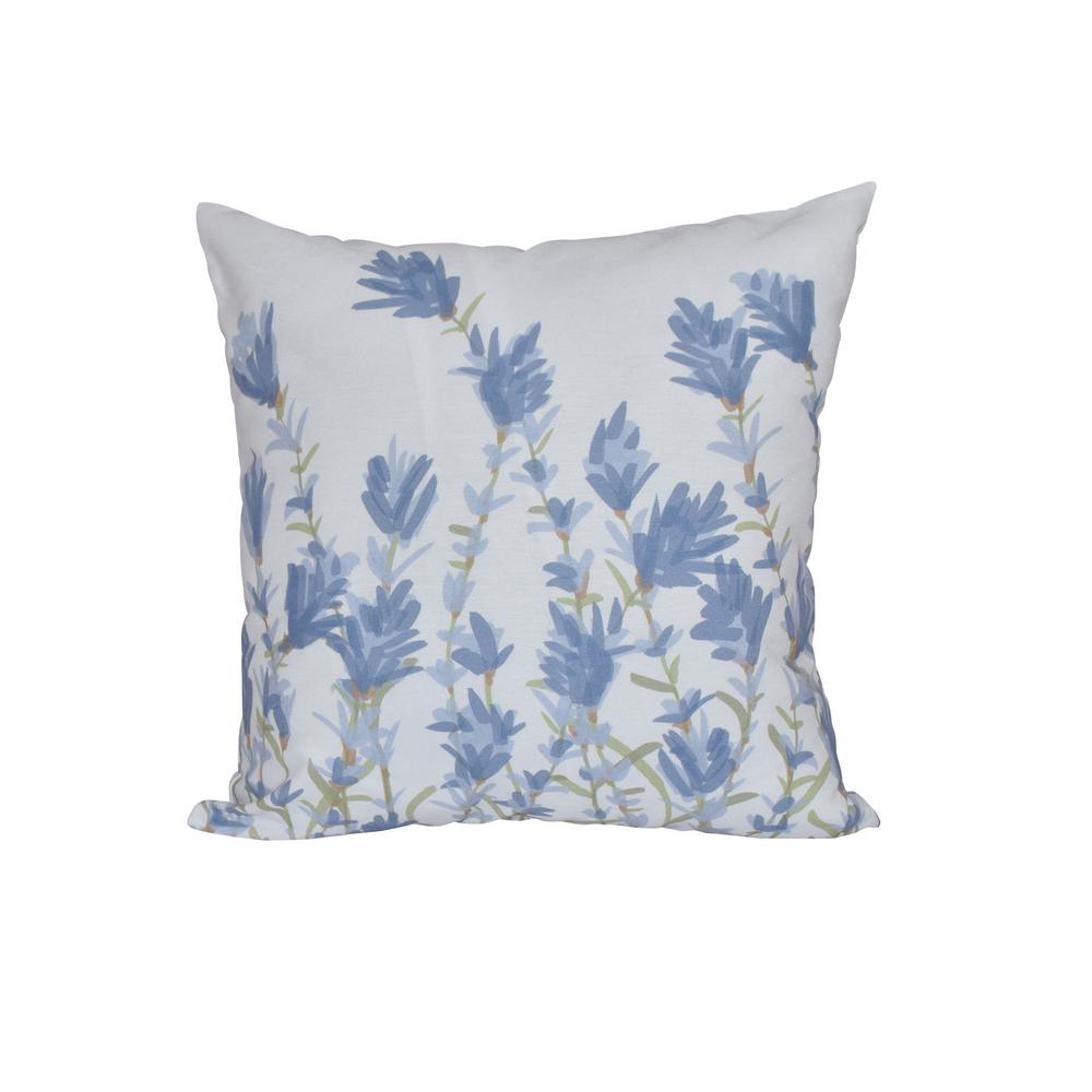 16 in. x 16 in. Blue Lavender Floral Print PillowPFN433BL1516 The