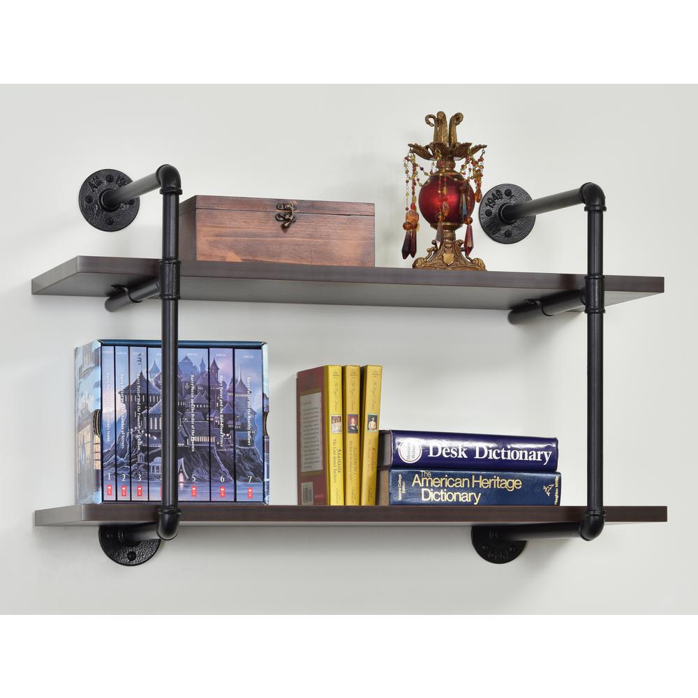 Muscle Rack 2 Tiered Mdf And Metal Pipe Floating Wall Shelf Ipws