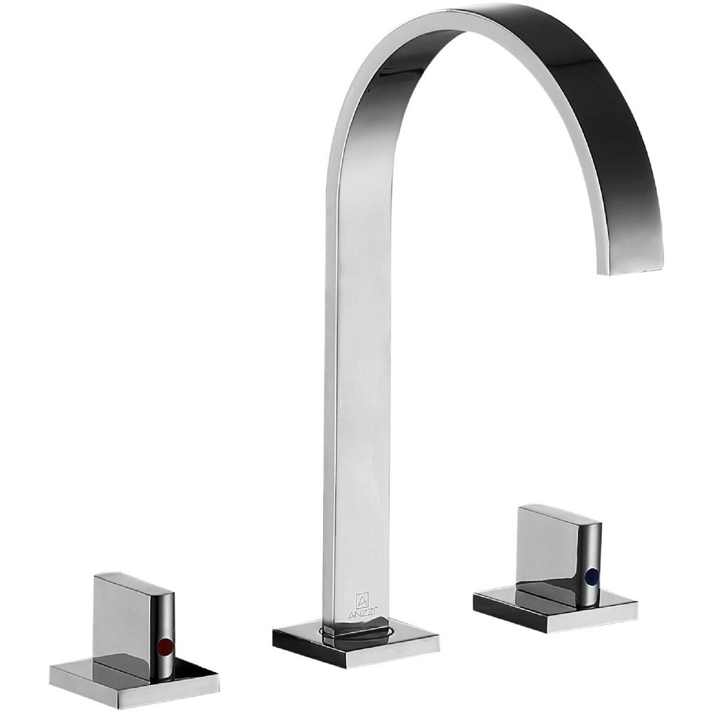 Anzzi Sabre 8 In Widespread 2 Handle High Arc Bathroom Faucet In