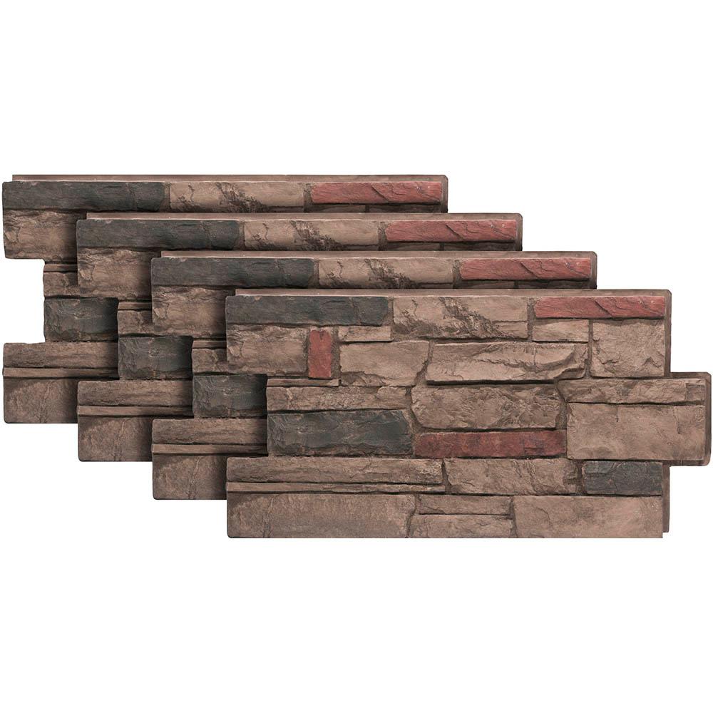 Urestone Ledgestone 25 Mocha 24 in. x 48 in. Stone Veneer Panel (4