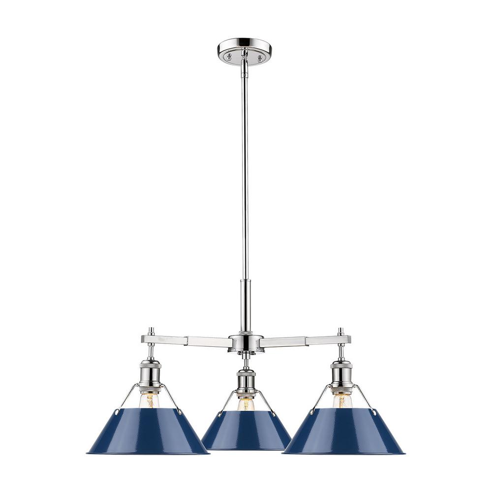 Golden Lighting Orwell Ch 3 Light Nook Chrome With Navy Blue Shade Golden Lighting Orwell Ch 3 Light Nook Chrome With Navy Blue Shade Chandelier