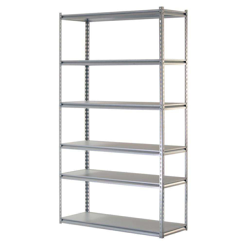 Muscle Rack 48 In W X 86 H 18 D 6 Shelf Steel Storage Shelving Unit Silver ZR481884L6P Muscle Rack 48 In W X 86 H 18 D 6 Shelf Steel Storage Shelving Unit Silver ZR481884L6P
