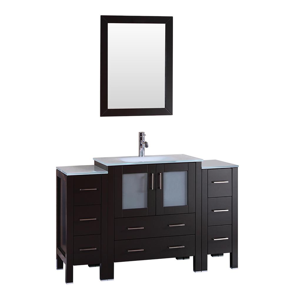 Virtu USA Ava 47 in. W Bath Vanity in White with Glass Vanity Top in