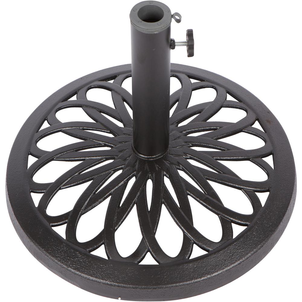 Trademark Innovations 17 5 In Cast Iron Patio Umbrella Base Black Umbase Daisy Bl The Home Depot