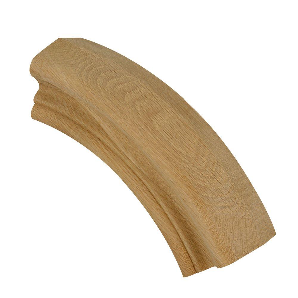 Stair Parts Unfinished White Oak 60 Degree Over Easing Handrail Fitting