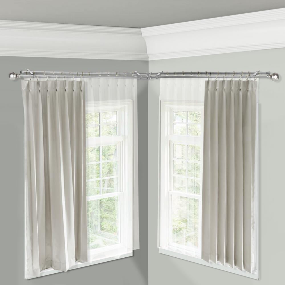 Emoh 13 16 Dia Adjustable Corner Window Double Curtain Rod 120 To